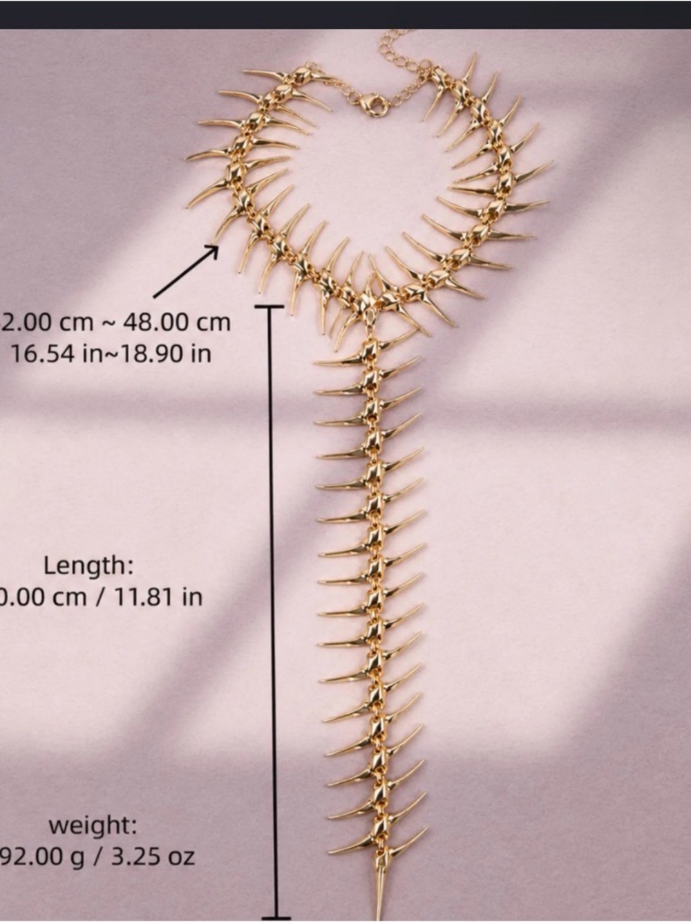 Gold Spine-Back Necklace - Picture 3 of 4